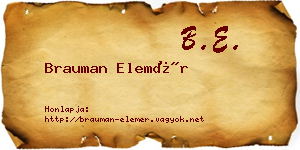 Brauman Elemér névjegykártya