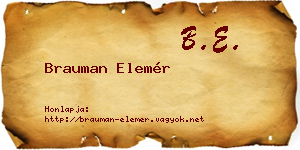 Brauman Elemér névjegykártya